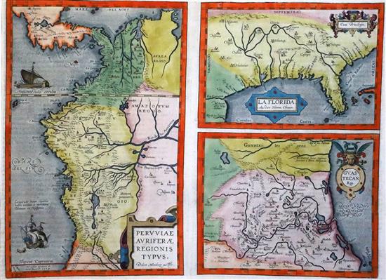 Abraham Ortelius Map of Peruviae Auriferae on sheet with La Florida and Guastegan Reg, 1574 or later, Theatrum Orbis Terrarum 13.